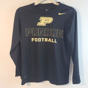 Nike Purdue Boilermakers DriFit Shirt Boys 10/12 Medium M Black Long Sleeve NCAA